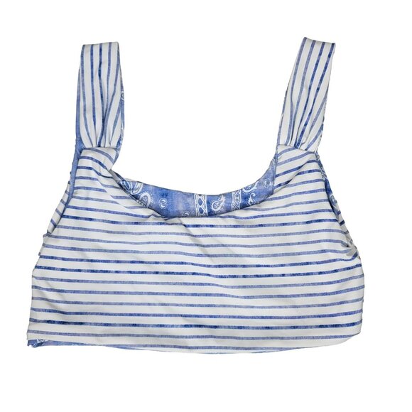 Quintsoul Reversible Striped & Paisley Bikini Top blue white Size XS - Picture 1 of 6